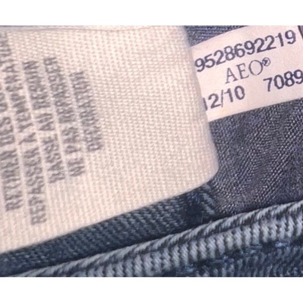 Y2K American Eagle Cargo Skinny Jeans Blue Dark Wash Ankle Zip Women Size 14 - Picture 12 of 16